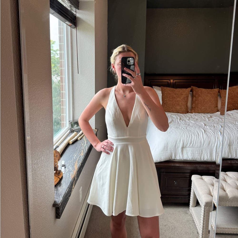 White Mini “PromGirl” Dress with cross back